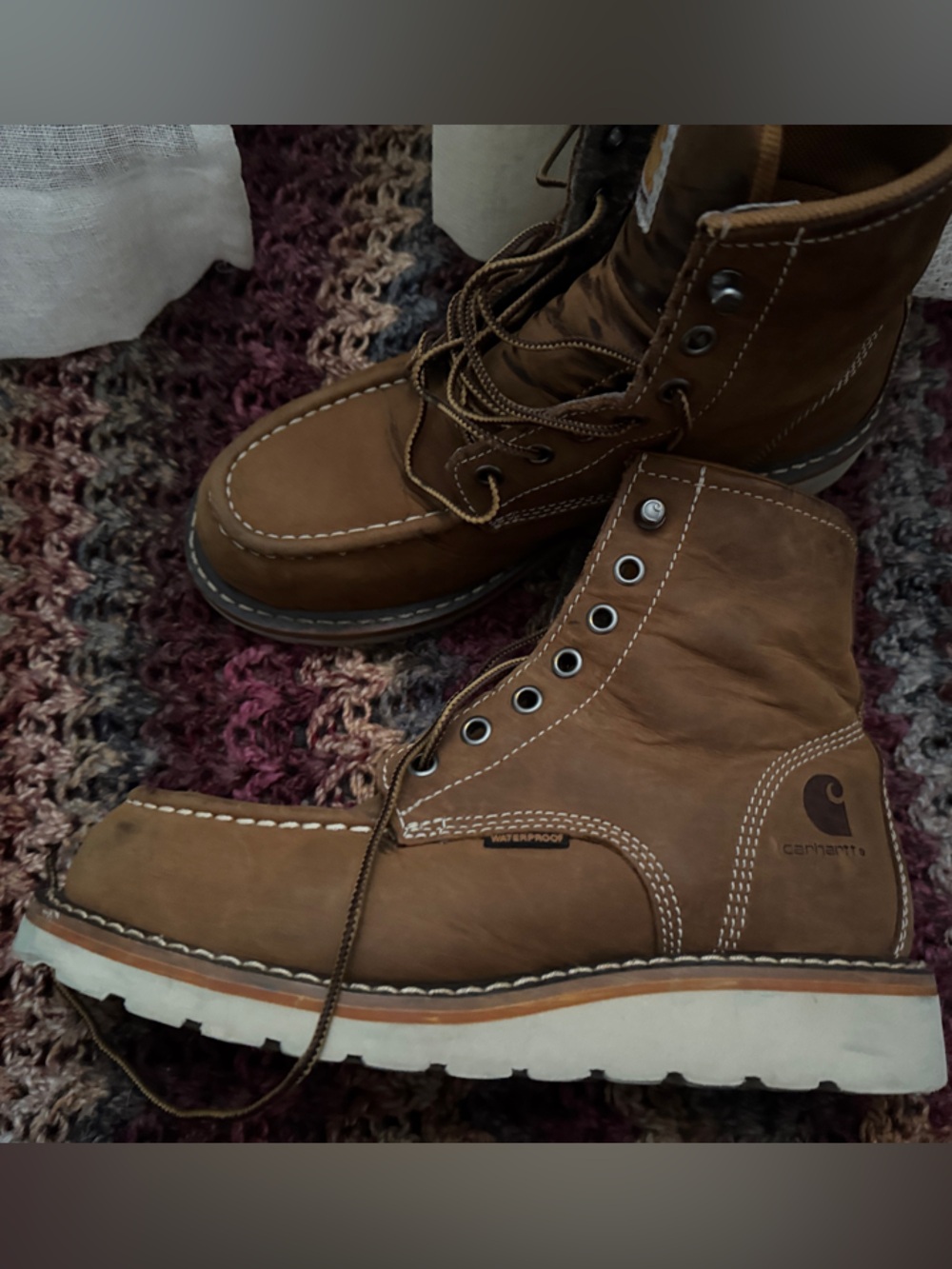 Carhartt Men’s Tan Work Boots with White Sole